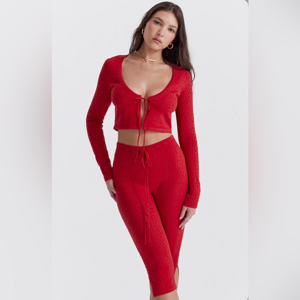 House Of CB Abigail Cherry Knit Capri Trousers